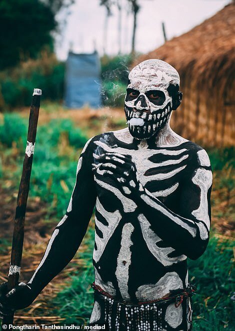 A Member of The Chimbu Skeleton Tribe in Papua New Guinea