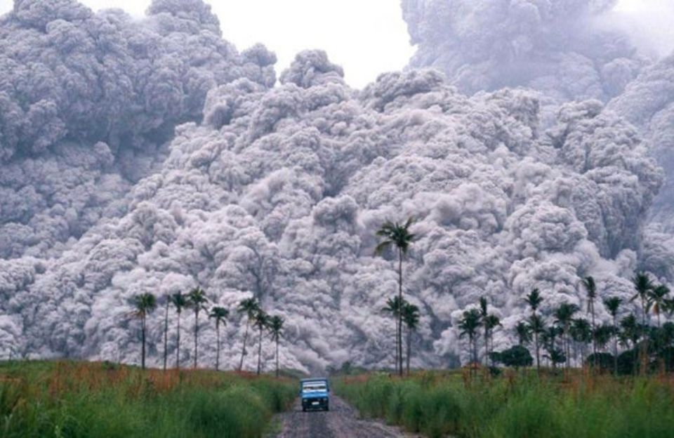 The eruption of Mt Pinatubo in the Philippines in 1991